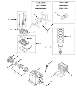 Pump Parts Diagram and Parts List for VT7610  Campbell Hausfeld Compressor